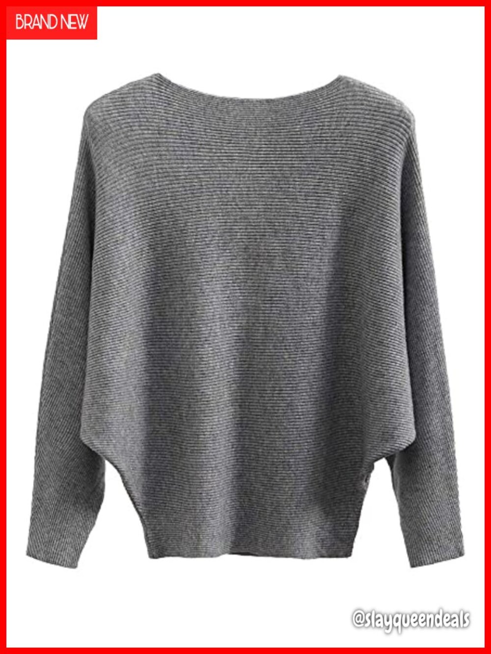 Batwing Sleeve Knit Pullover Sweater Off Shoulder Boat Neck Top